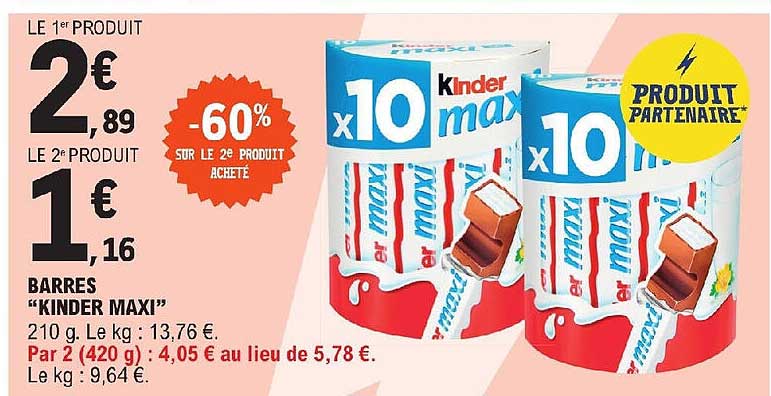 Barres "kinder Maxi"