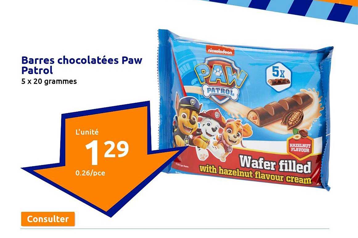 barres chocolatées paw patrol