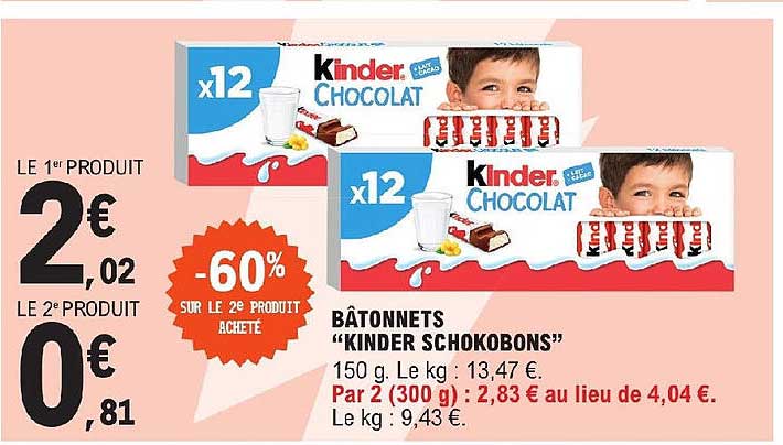 Bâtonnets "kinder Schokobons"