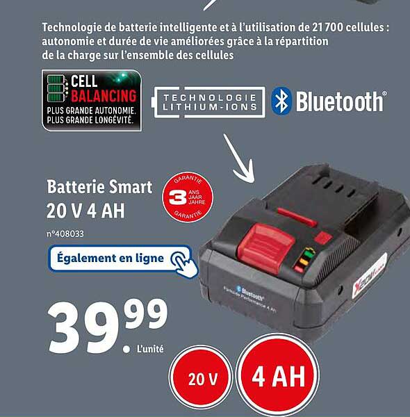 Batterie Smart 20v 4Ah Parkside