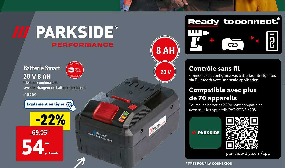 batterie smart 20v 8Ah parkside