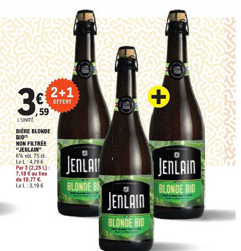bière blonde bio non filtrée "jenlain"