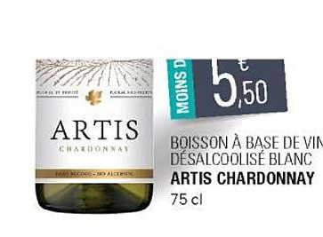 boisson à base de vin désalcoolisé blanc artis chardonnay