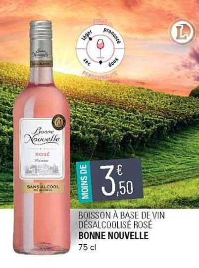 boisson à base de vin désalcoolisé rosé bonne nouvelle