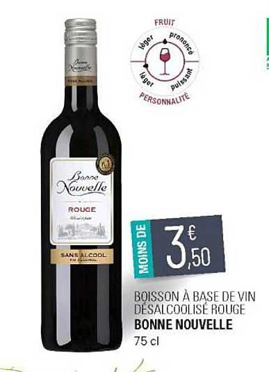boisson à base de vin désalcoolisé rouge bonne nouvelle