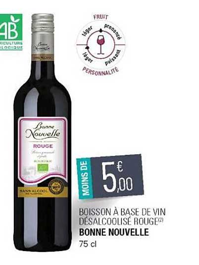 boisson à base de vin désalcoolisé rouge bonne nouvelle