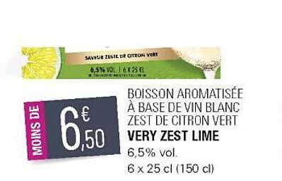 boisson aromatisée à base de vin blanc zest de citron vert very zest lime