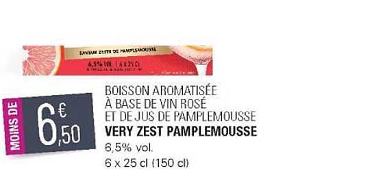 boisson aromatisée à base de vin rosé et de jus pamplemousse very zest pamplemousse