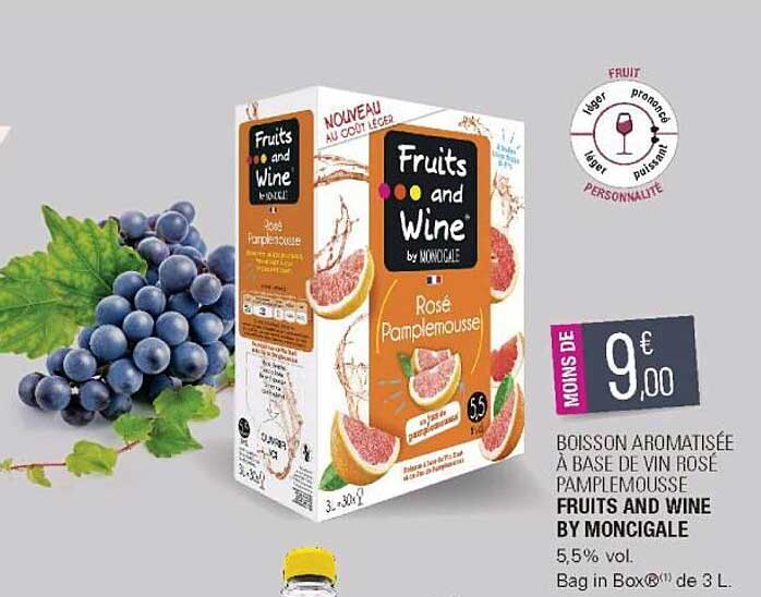 boisson aromatisée à base de vin rosé pamplemousse fruits and wine by moncigale