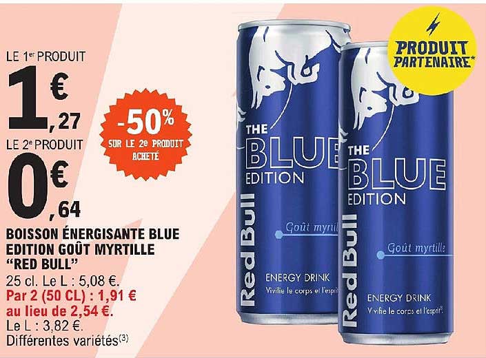 boisson énergisante blue édition goût myrtille "red bull"