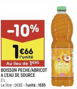 boisson pêche/abricot à l'eau de source