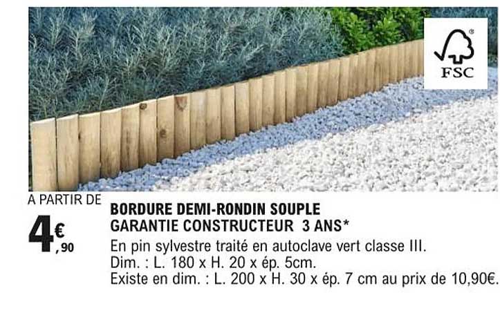 bordure demi-rondin souple