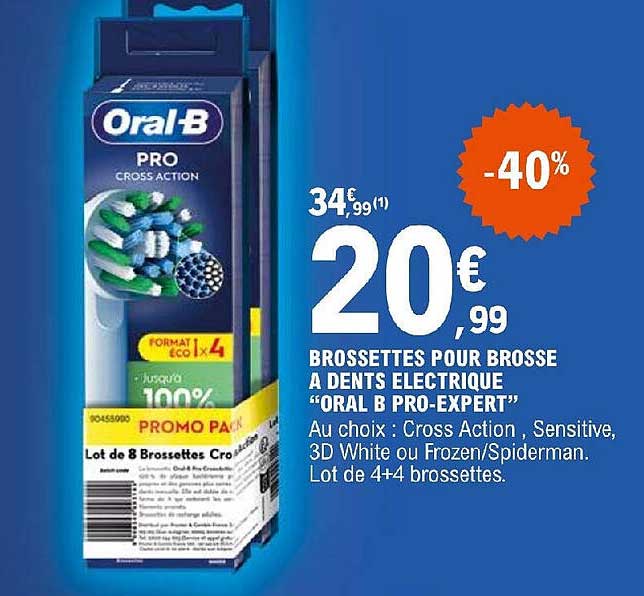 brossettes pour brosse à dents électrique "oral b pro-expert"