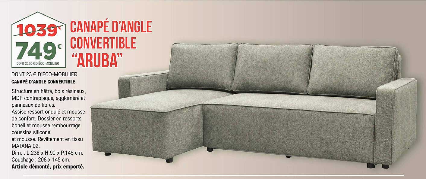canapé d'angle convertible "aruba"