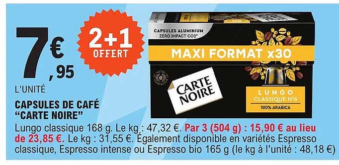 Capsules De Café "carte Noire"