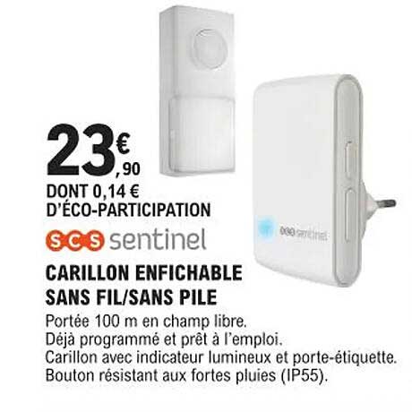carillon enfichable sans fil/sans pile scs sentinel