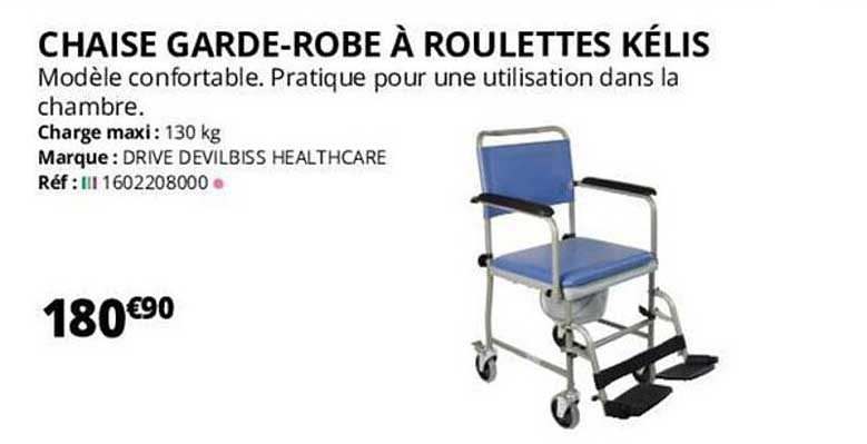 chaise garde-robe à roulettes kélis