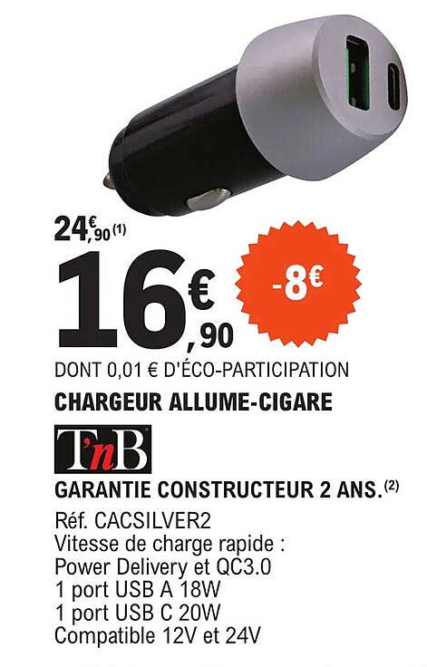 chargeur allume-cigare t'nb