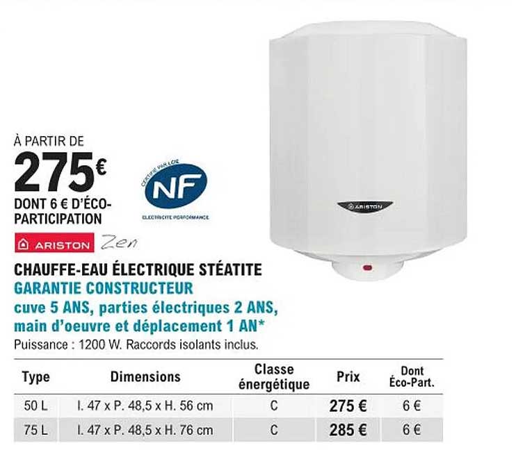 chauffe-eau électrique stéatite ariston