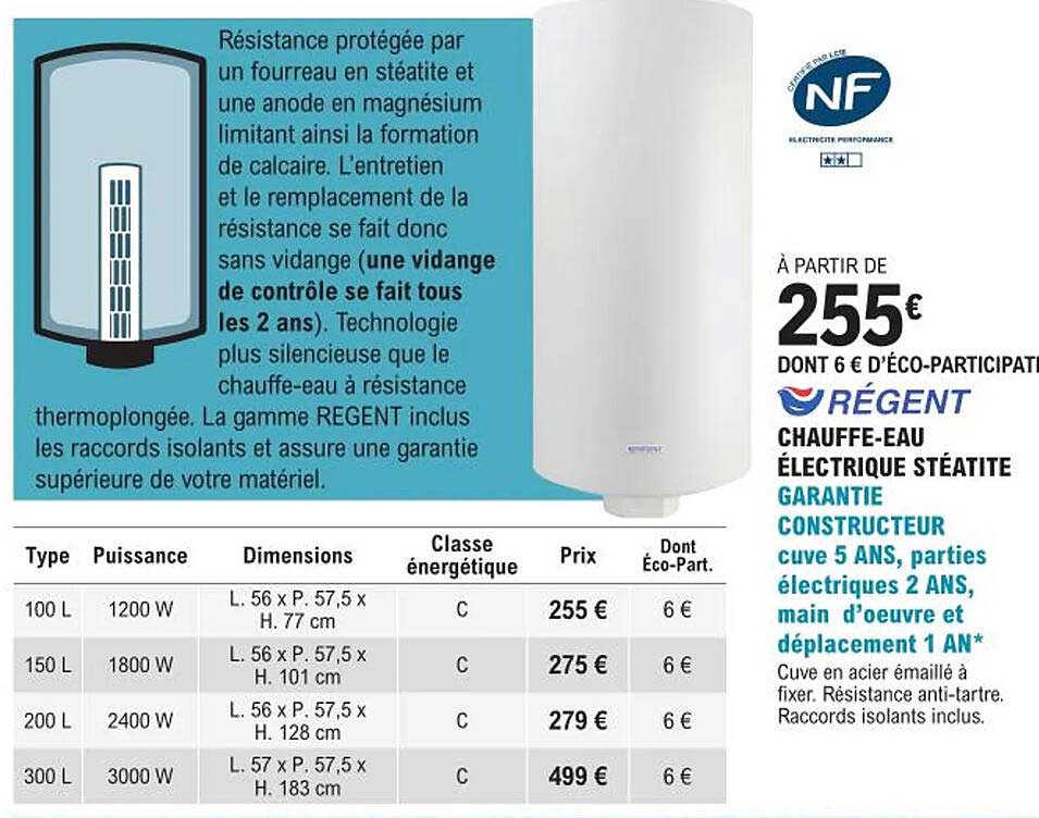 chauffe-eau électrique stéatite