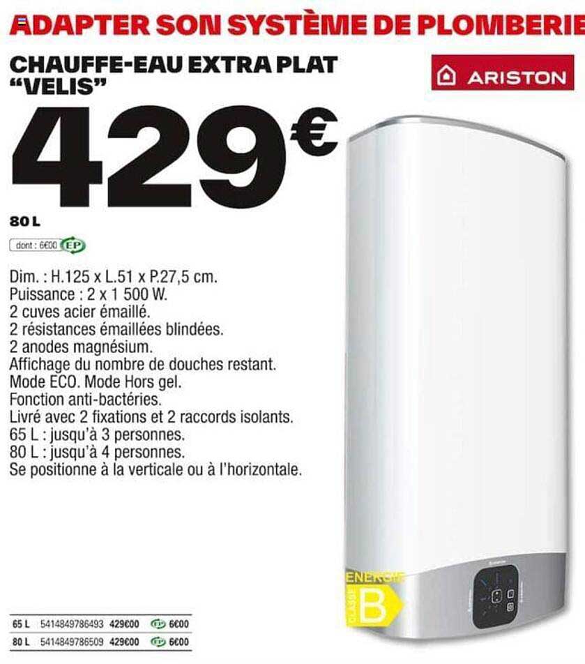 chauffe-eau extra plat "velis" ariston