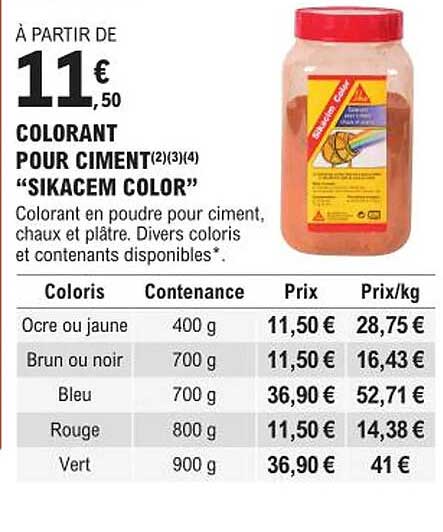 colorant pour ciment "sikacem color"
