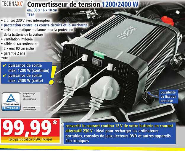 convertisseur de tension 1200/2400w technaxx