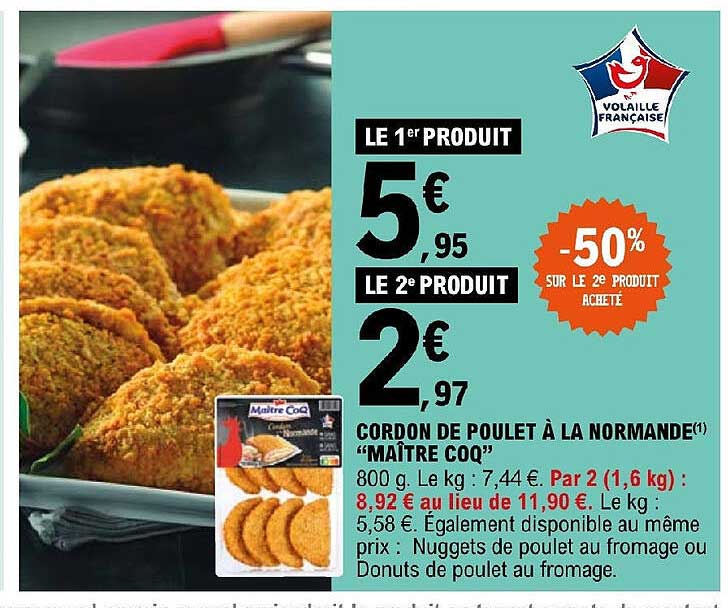 cordon de poulet à la normande "maître coq"