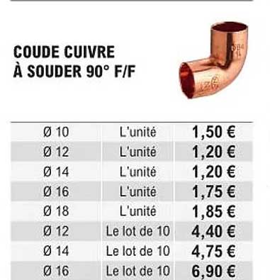 coude cuivre à souder 90° f/f