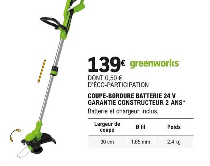 coupe-bordure batterie 24 v greenworks