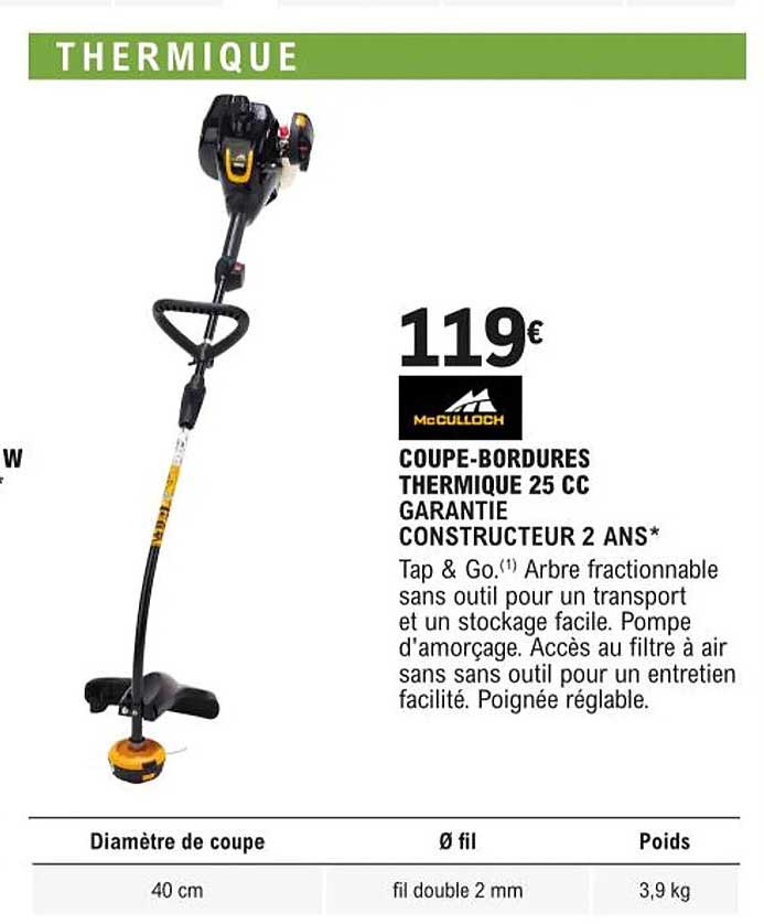 coupe-bordures thermique 25 cc mcculloch