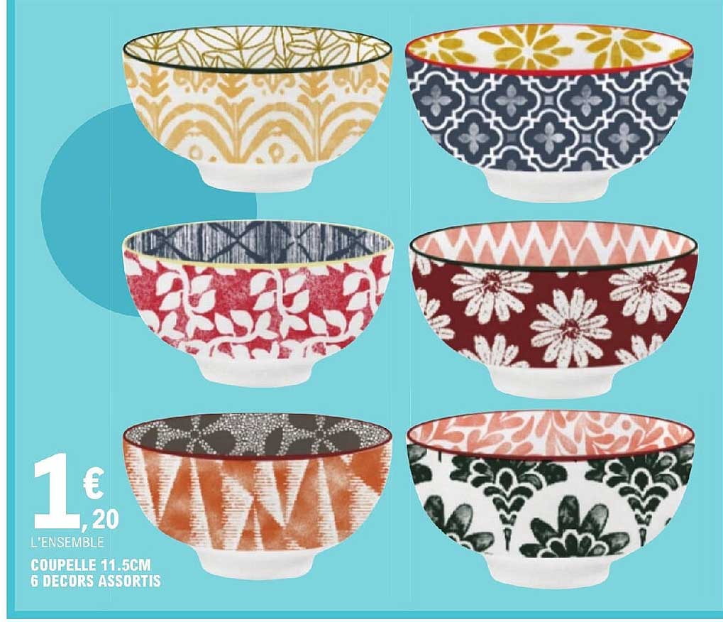 coupelle 11.5 cm 6 décors assortis
