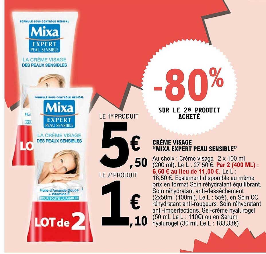 crème visage "mixa expert peau sensible"