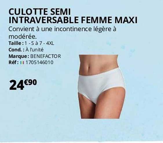 culotte semi intraversable femme maxi benefactor