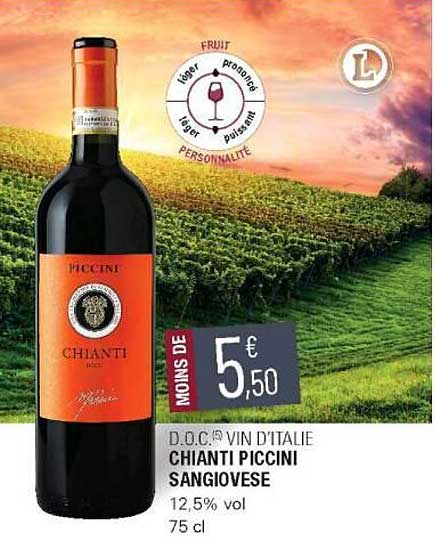 d.o.c. vin d'italie chianti piccini sangiovese