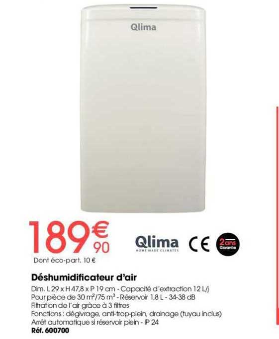 déshumidificateur d'air qlima