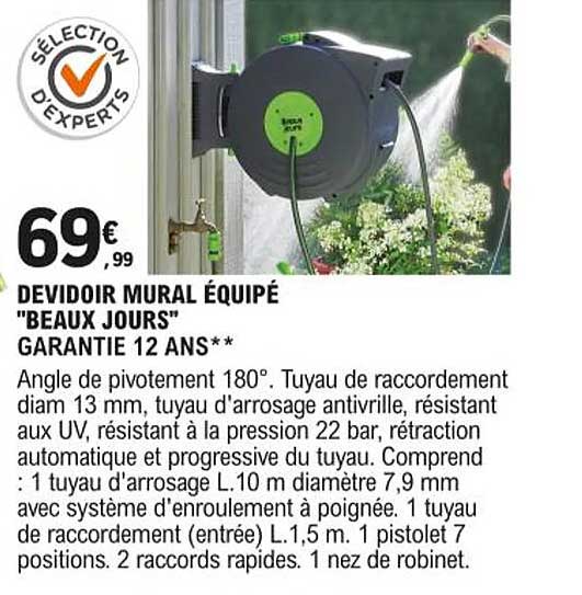 dévidoir mural équipé "beaux jours"