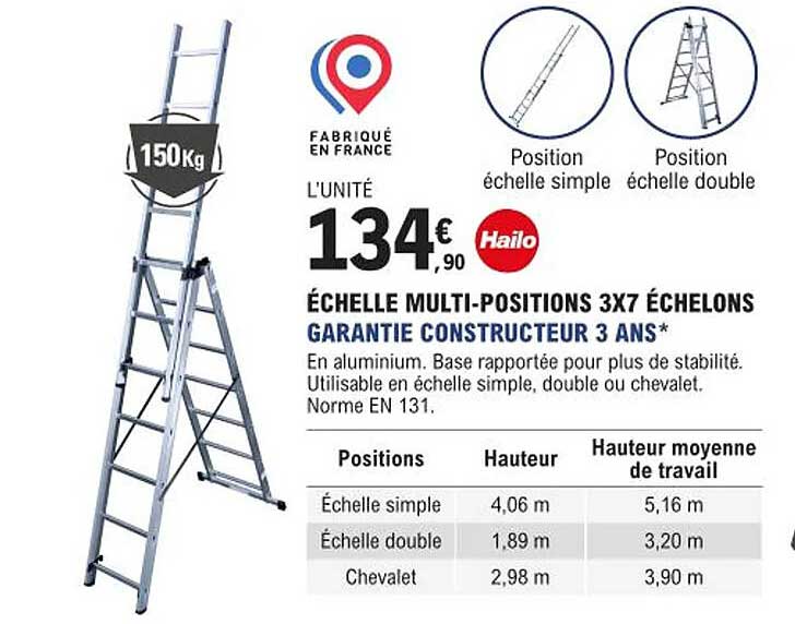 échelle multi-positions 3x7 échelons hailo