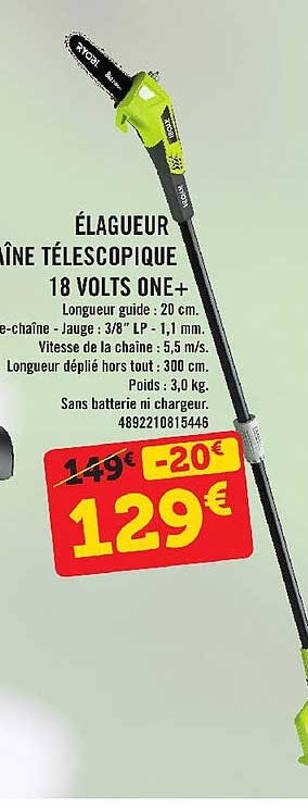 élagueur télescopique 18 volts one+