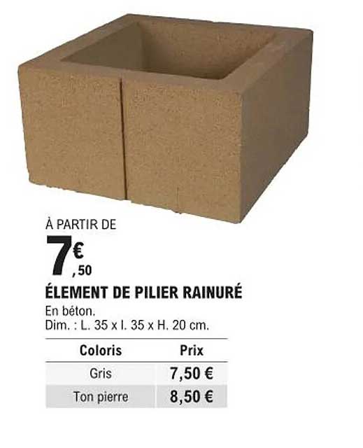 élément de pilier rainuré