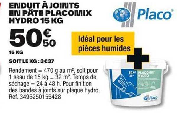 enduit à joints en pâte placomix hydro 15 kg