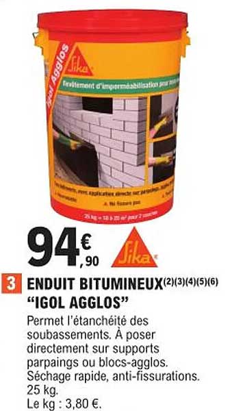 enduit bitumineux "igol agglos" sika