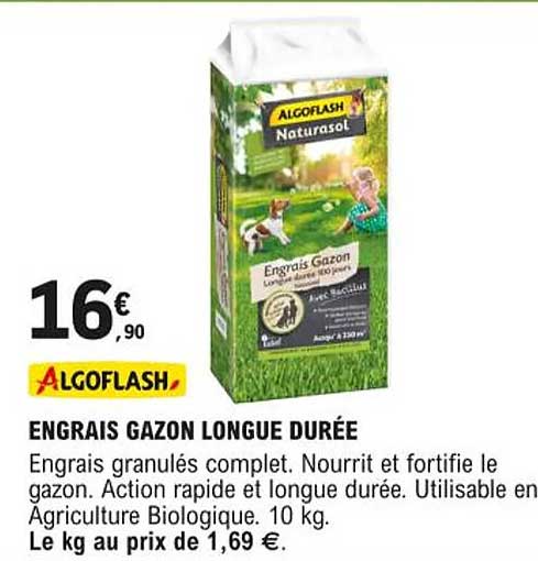 engrais gazon longue durée algoflash