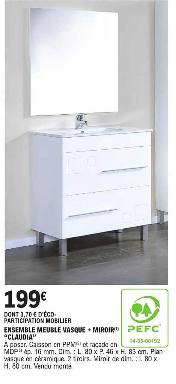 Ensemble Meuble Vasque + Miroir "claudia"