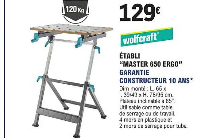 établi "master 650 ergo" wolfcraft
