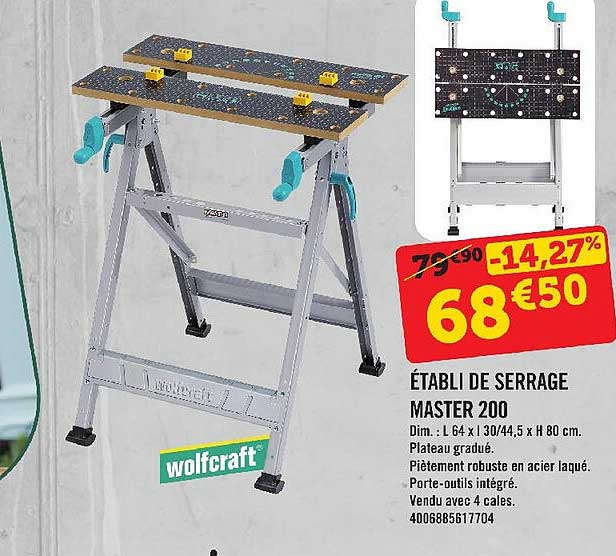 établi de serrage master 200 wolfcraft