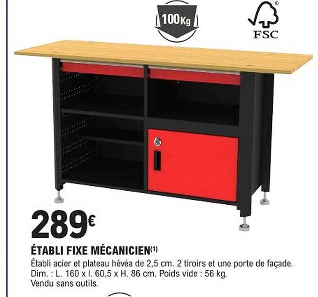 établi fixe mécanicien
