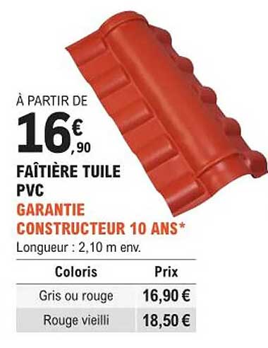 Faîtière Tuile Pvc
