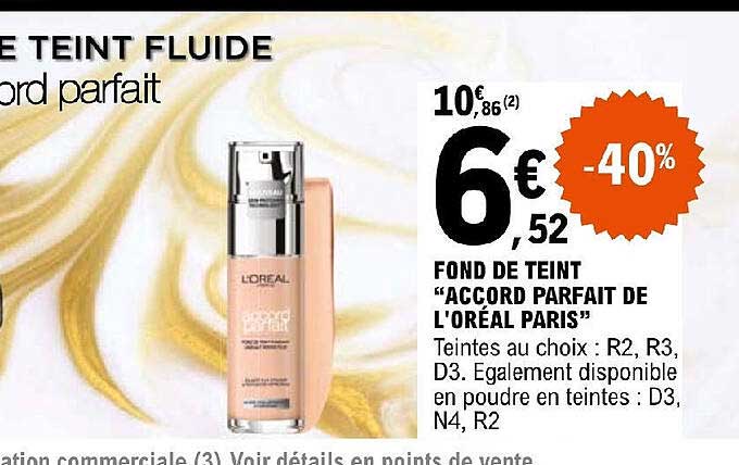 fond de teint "accord parfait de l'oréal paris"