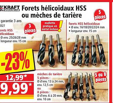 forets hélicoïdaux hss ou mèches de tarière kraft werkzeuge